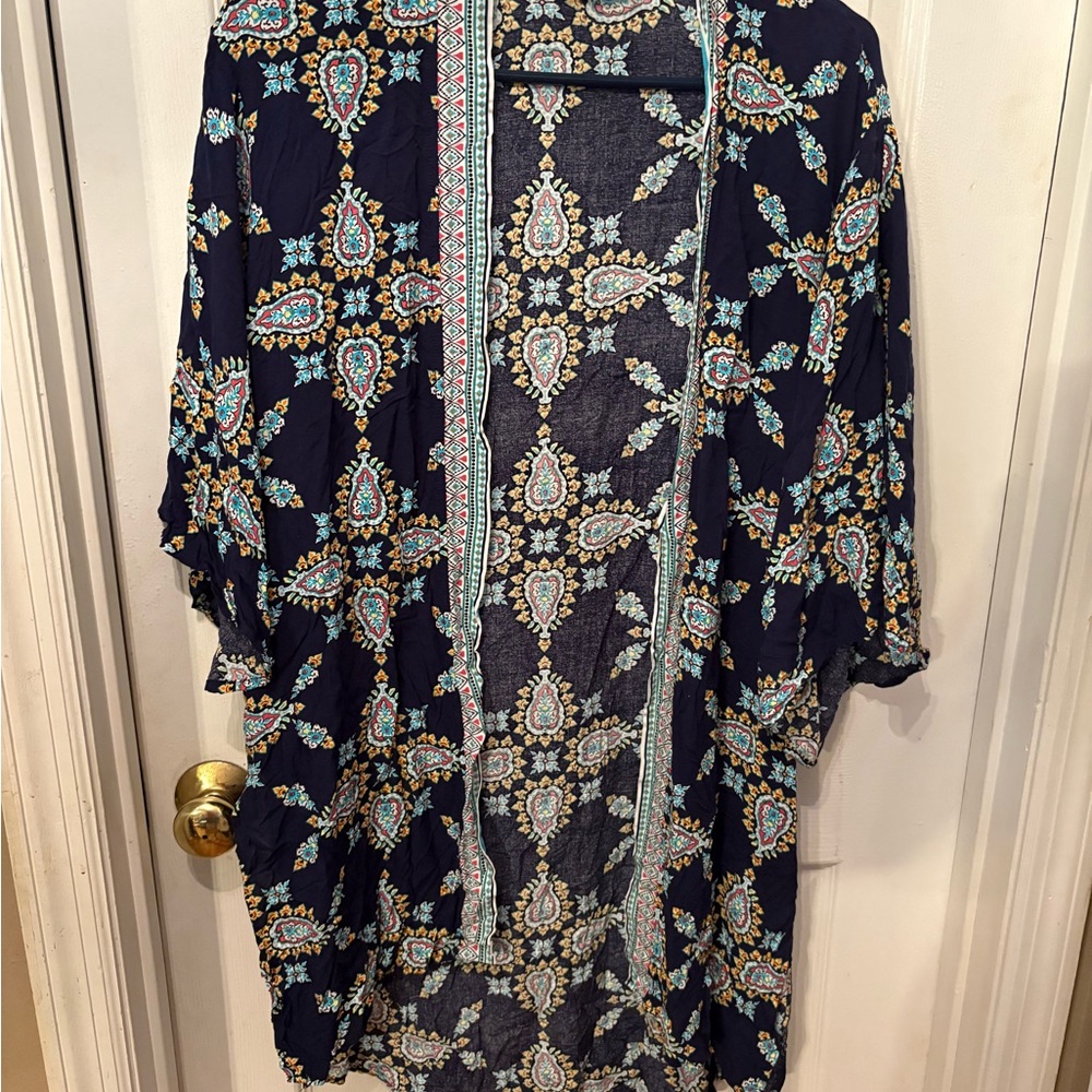 Elegant Navy Paisley Kimono